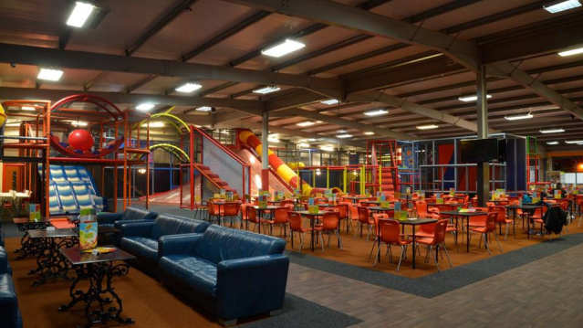 Indoor soft play frame and seating area at Kids Complex in Cambuslang