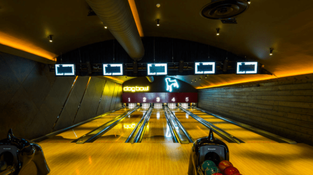 Bowling lanes at Dog Bowl in Manchester