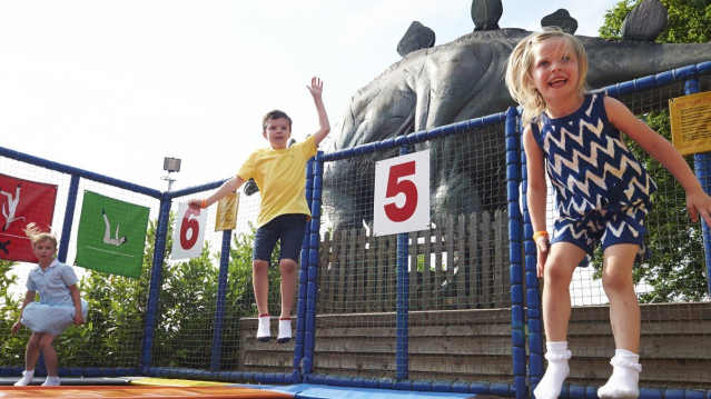 Kids on trampolines at Ryeassic Adventure Park in Hoddesdon