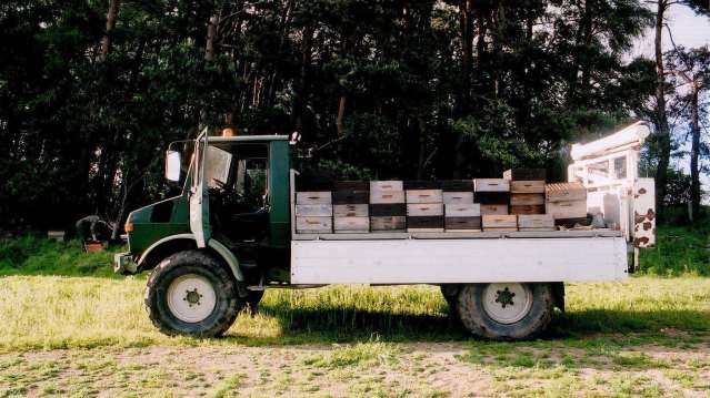 Bee keepers truck at Chain Bridge Honey Farm in Berwick upon Tweed