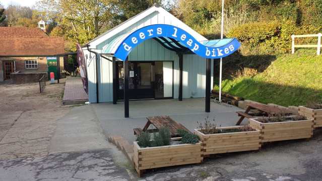 Entrance to Deers Leap Bikes in East Grinstead