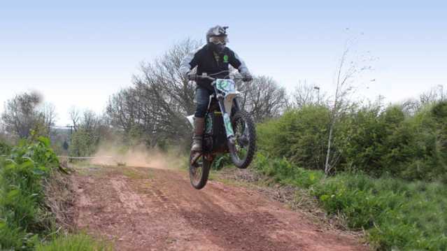 Motorcycle rider at E-Scape in Preston Brook