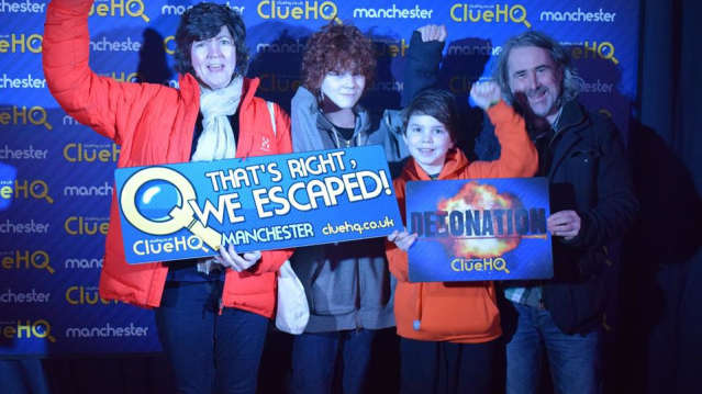 Family completed escape room at Clue HQ Manchester