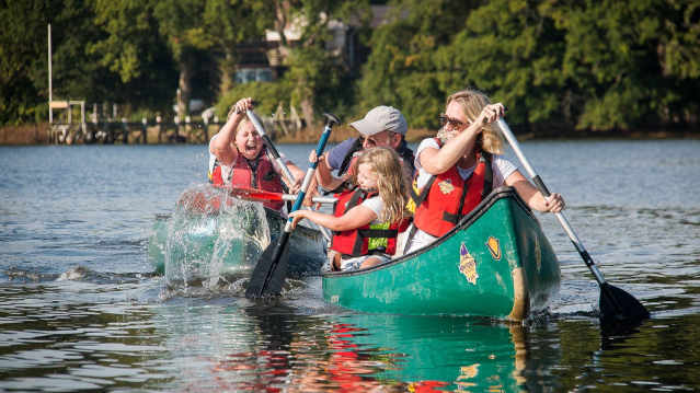 Family canoeing at New Forest Activities 