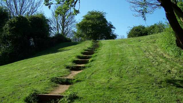 Steps on trail to Rayleigh Mount in Essex