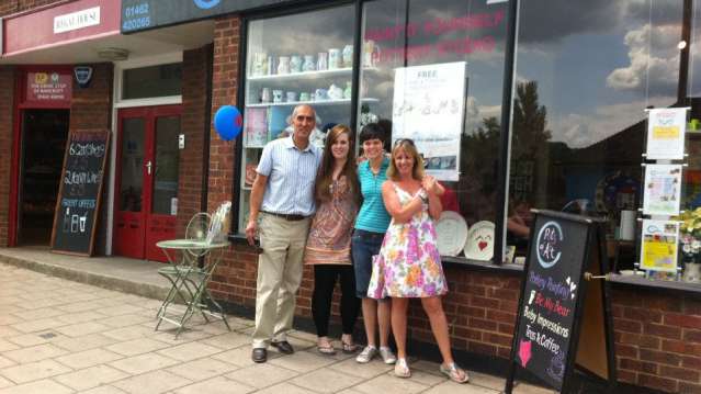 Owner's family at Pots of Art Ceramics Studio in Hitchin