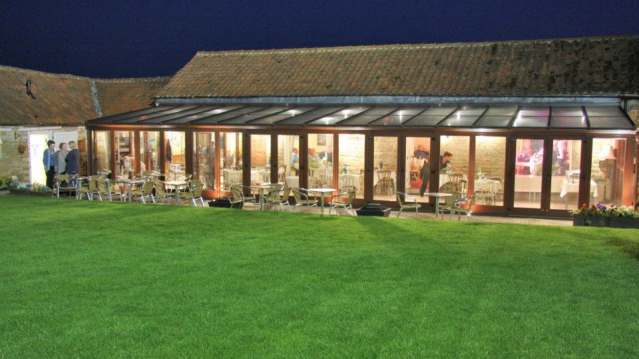 Indoor and outdoor seating area at Betton Farm Visitor Centre in Scarborough