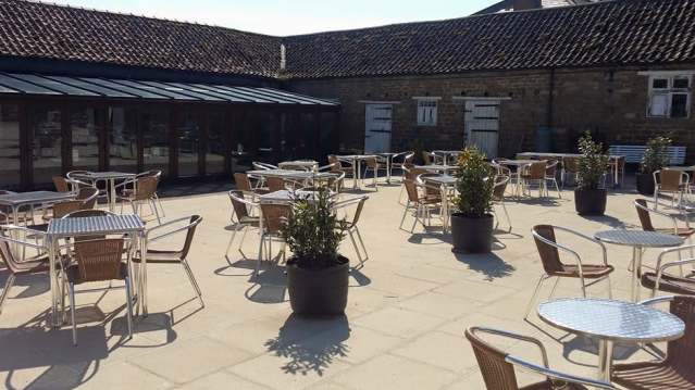 Outside seating area at Betton Farm Visitor Centre in Scarborough