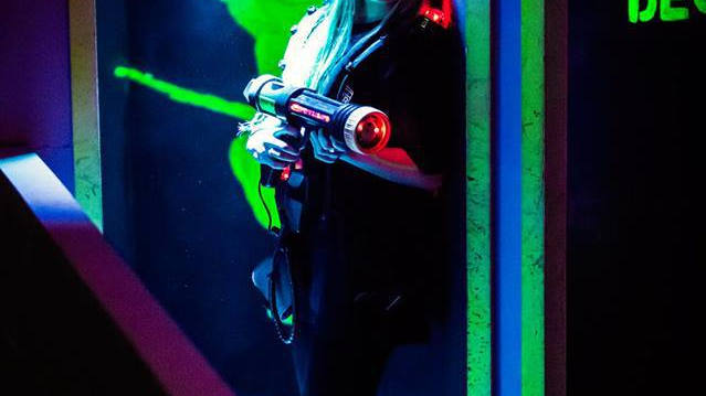 Girl playing laser tag at Laser Quest Portsmouth