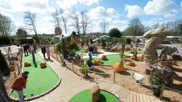 Sunny day at Dinosaur Encounter Adventure Golf in Morpeth