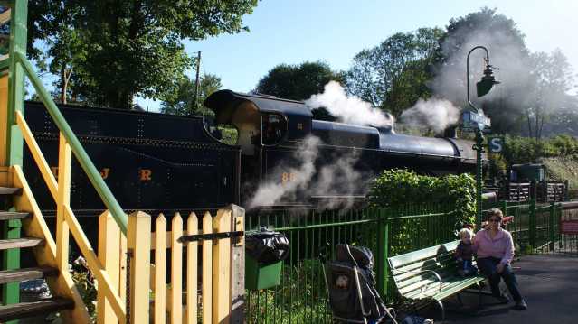 Steam train at Somerset and Dorset Railway Trust in Watchet