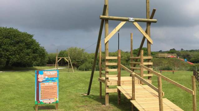 Zip wire at Springfields Fun Park and Pony Centre in Newquay