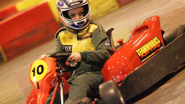 Person on go kart at Teamworks Karting Birmingham