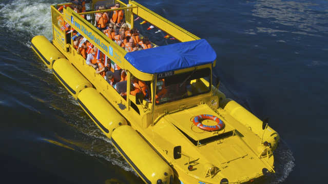 Passengers on Viking Splash Tours bus in Dublin