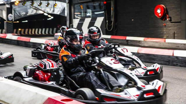 People go karting at TeamSport Indoor Karting Birmingham in Oldbury