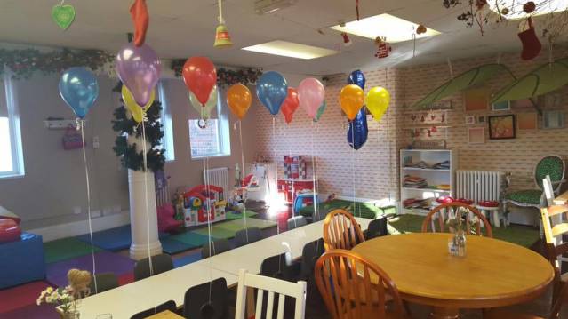 Party table and soft play area at The Little Play Cafe in South Shields