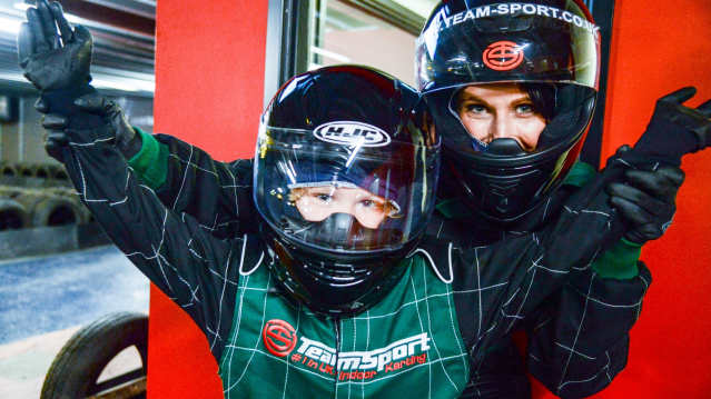 Mum and son at TeamSport Indoor Karting West London
