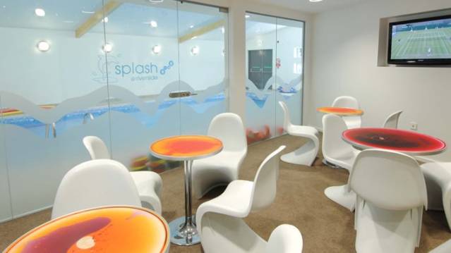 Cafe seating area at Splash at Riverside in Blackburn