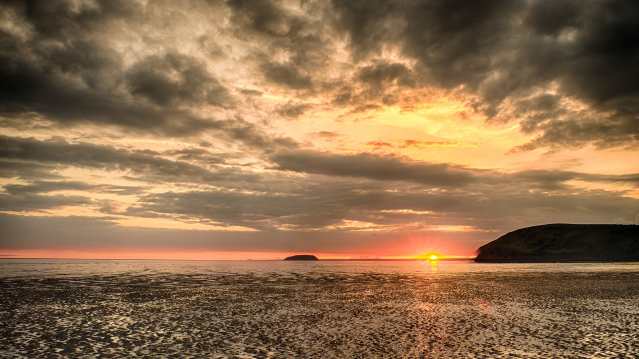 Sunset at Brean Beach in Bristol