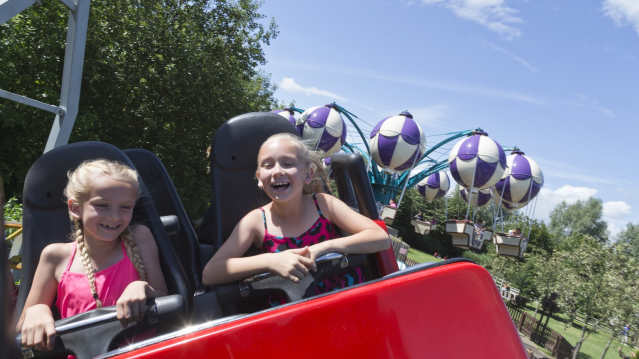 Girl on ride at Gulliver's Land in Milton Keynes