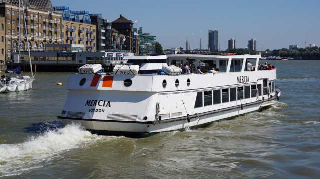 The Mercia cruising Thames at Thames River Services in London