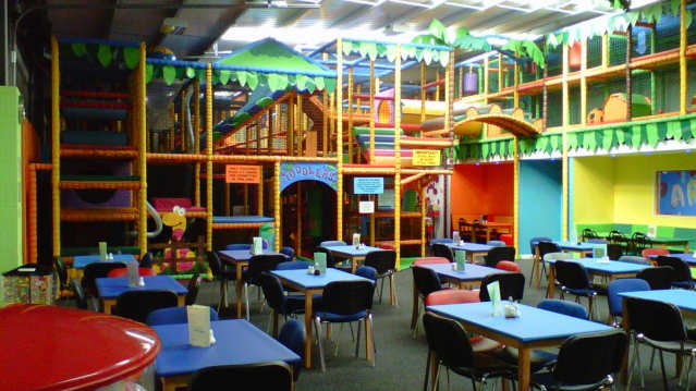 Indoor soft play area and cafe area at The Play Pit in Doncaster