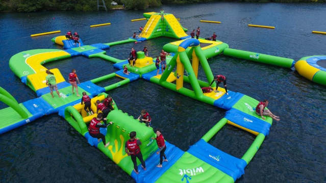 Inflatable obstacle course at New Forest Water Park in Fordingbridge