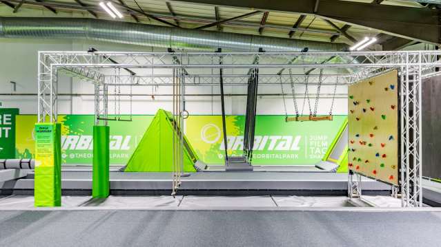 Assault course at Orbital Trampoline Park in Luton