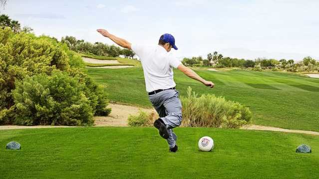 Man playing footgolf at FootGolf - Hinksey Heights in Oxford