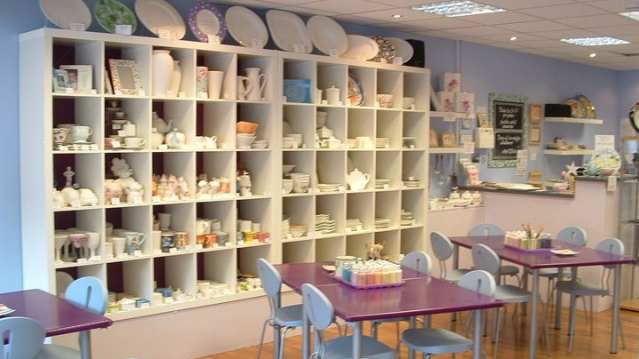 Pottery and craft tables at Dish Ceramics Studio in Reigate