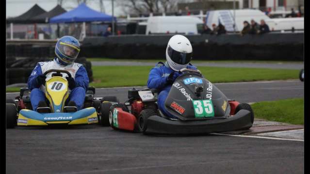 People on go karts at Lydd Karting 