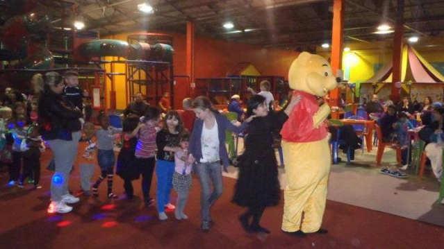 Kids with Pooh Bear at Wibbly Wobbly in Birmingham