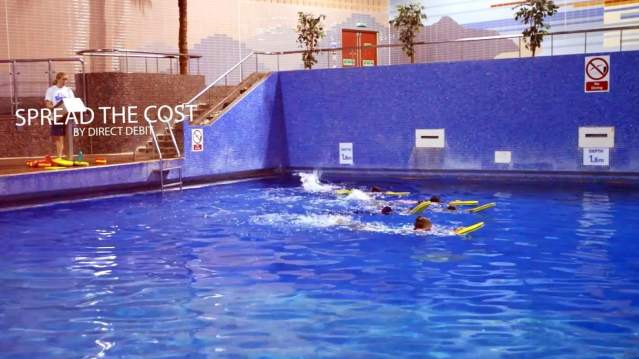 Kids in swimming lesson at Cascades in Gravesend