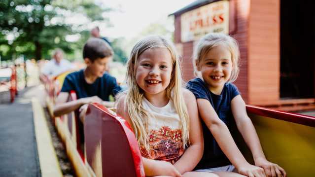 Kids in carriage at Happy Mount Park in Morecambe