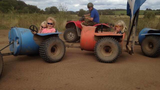 Kids on tractor ride at Farmers Den in Dumfries