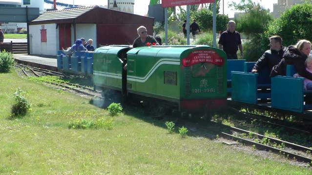 Families on train at Lakeside Miniature Railway in Southport
