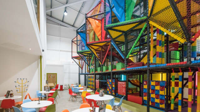 Indoor soft play frame and seating area at Indoor Active in Roche