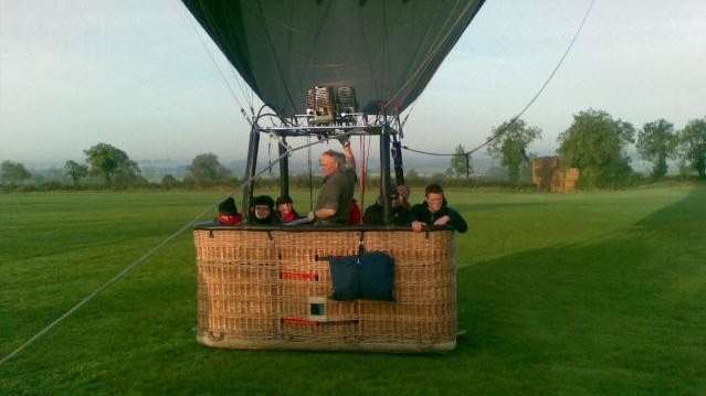 People in Hot Air Ballon at Red Mountain Open Farm in Donore