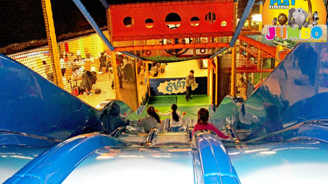 Kids on slide at Jumbo Fun and Play in Newcastle under Lyme