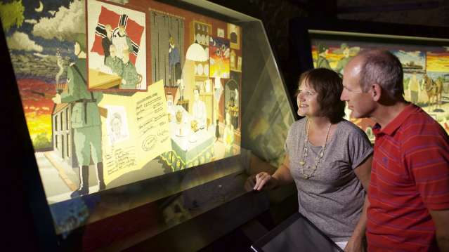 Couple looking at display at Maritime Museum in Jersey