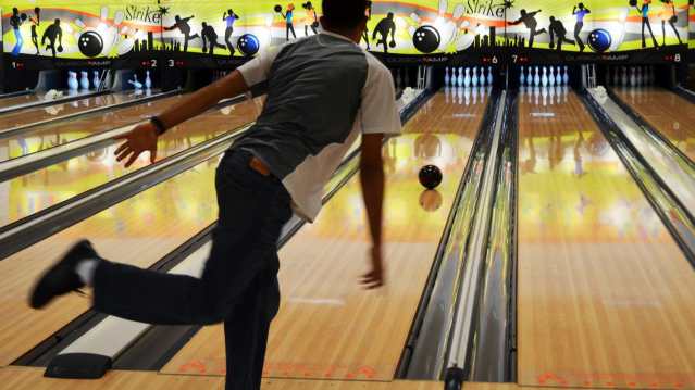Man bowling at Pavilion Leisure Centre in Bromley