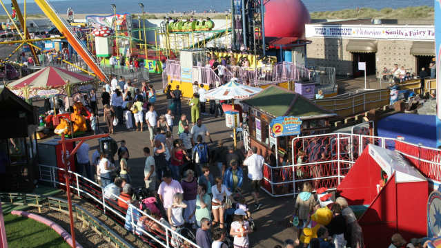 Families at Pleasure Beach in Great Yarmouth