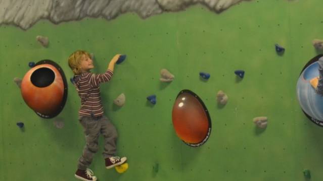 Kids on rock climbing at Leapfrogs Play Gym in Skelmanthorpe