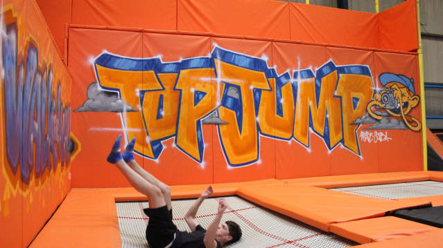 Boy jumping at TopJump Trampoline Park in Milton Keynes