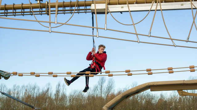 Boy on high rope course at Air Trail in Stockton on Tees