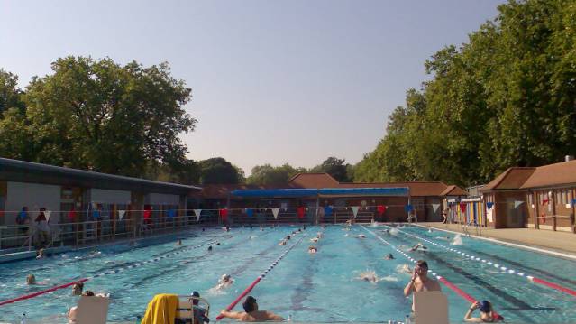 Outdoor swimming pool at London Fields Lido in Hackney