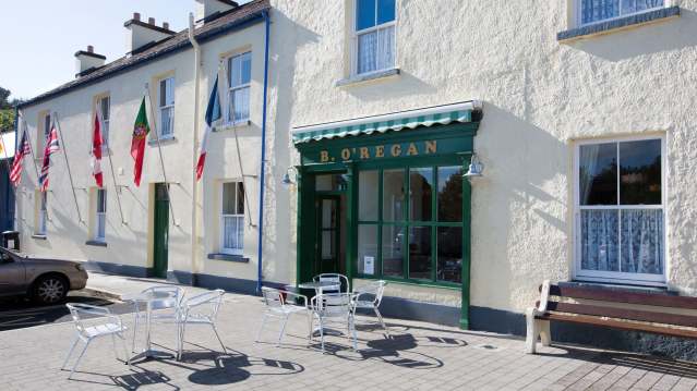 Cafe outdoor seating at Foynes Flying Boat Museum in Limerick