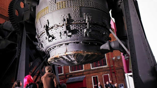 Family looking at Bessemer Converter at Kelham Island Museum in Sheffield