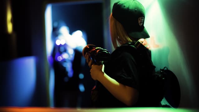 Girl playing laser tag at Ice Quest Malvern