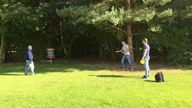 Family playing disc golf at Tilney Sports in Kings Lynn